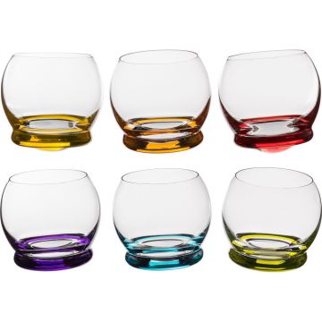 Set of colored glasses "Crazy", Bohemian crystal, 6 pieces, 390 ml