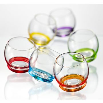 Set of colored glasses "Crazy", Bohemian crystal, 6 pieces, 60 ml
