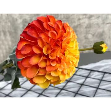 Kunstblume Dahlie orange-gelb ca.78cm wie echt