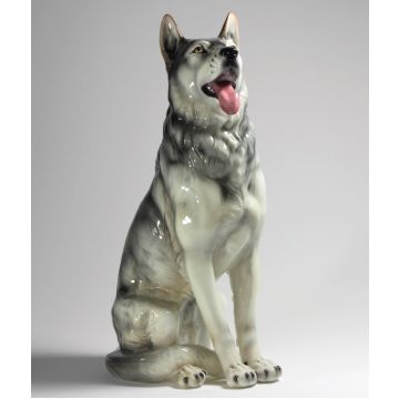 Le loup assis Figurine en porcelaine assise 100cm - à nouveau disponible en automne
