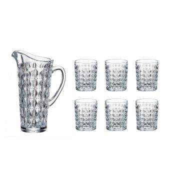 Exclusive water set "Diamond" 7-piece, water jug + glasses 230ml; crystal glass