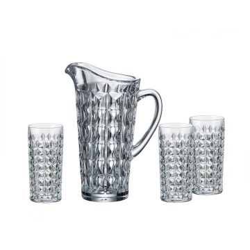 Exclusive water set "Diamond" 7-piece, water jug + glasses 350ml; crystal glass