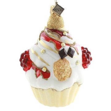 Artistische Glas Weihnachtsdekoration Cupcake 9cm