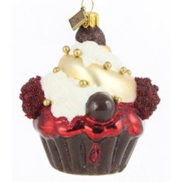 Artistische Glas Weihnachtsdekoration Cupcake 9cm