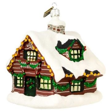 Artistische Glas Weihnachtsdekoration Hütte 10cm