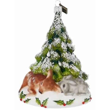 Glass art Christmas decoration deer and rabbit 12cm