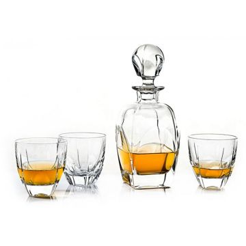 "Fjord" whisky set 7-piece, Bohemian crystal, 1x decanter + 6x glasses