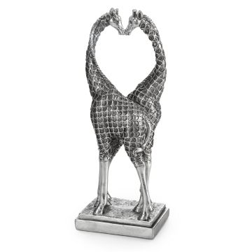 Decoration giraffe figure silver-metal 11x28cm