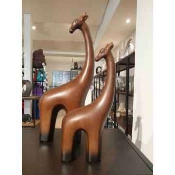 Decorative giraffe set/ two pieces 36x20cm/33x12cm brown wood look
