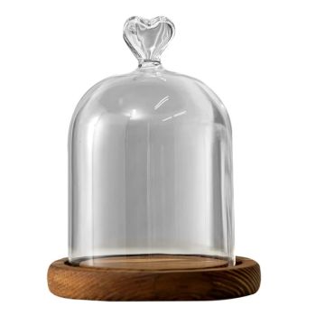 Glass bell jar 20x12.5cm with heart