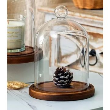 Glass bell jar 20x14.5cm with ball