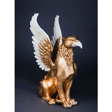 Griffin gold matt with mother-of-pearl and Swarovski eyes 30x40x66cm