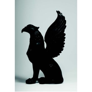 Griffon laqué noir figurine en porcelaine 30x40x66cm
