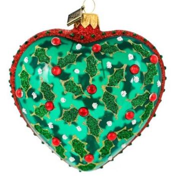 Cœur en verre style Fabergé 9.5x8.5cm, décoration de Noël
