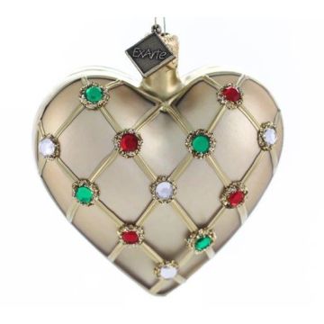 Glass heart Fabergé style 7.5x7cm, Christmas decoration