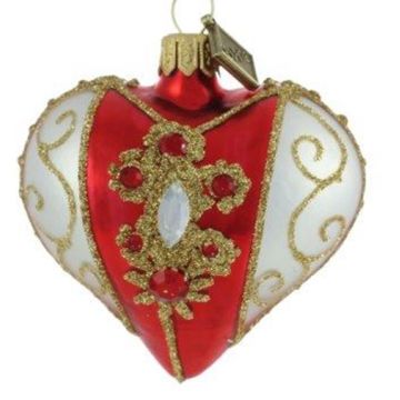 Glass heart Fabergé style 7x5cm, Christmas decoration