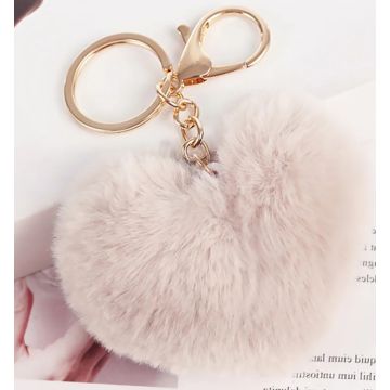 Plüschherz, Schlüsselanhänger, Handtaschen-Anhänger 9cm beige
