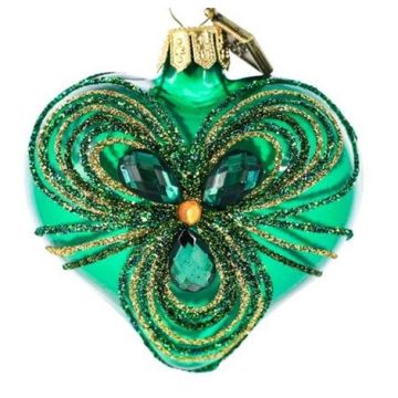 Glass heart Fabergé style 7x5cm, Christmas decoration
