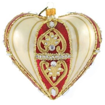Glass heart Fabergé style 14x12cm, Christmas decoration