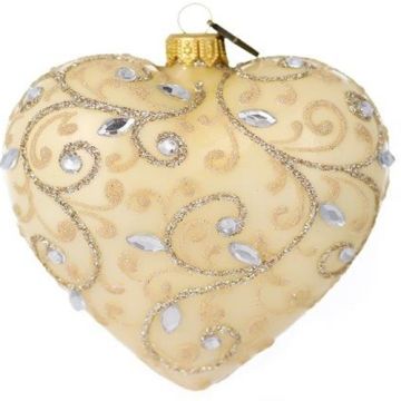 Cœur en verre style Fabergé 10x9cm, décoration de Noël