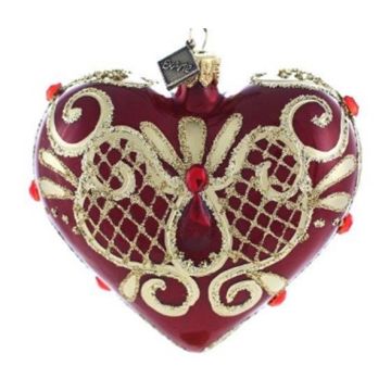 Cœur en verre style Fabergé 9.5x9.5cm, décoration de Noël