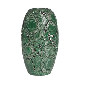 Ceramic vase, 49cm, green, lace style