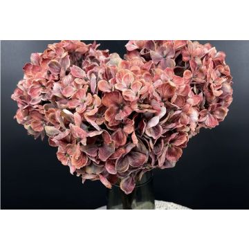 Hortensie Vintage Kunstblume rosa/lila/orange natürlicher Look 34cm