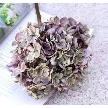 Hortensie Vintage Kunstblume lila natürlicher Look 34cm