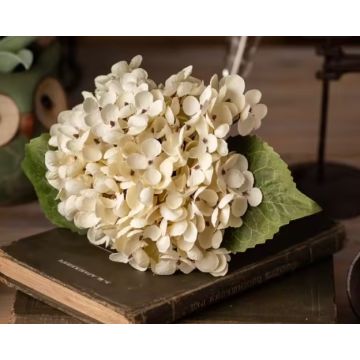 Hortensie Kunstblume ecru natürlicher Look 32cm wie getrocknet