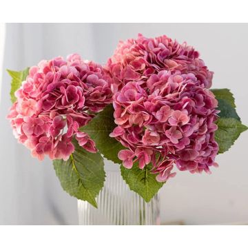 Hortensia fleur artificielle rose foncé comme une vraie 53cm