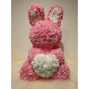 Rose bunny approx. 45cm white/pink with white heart