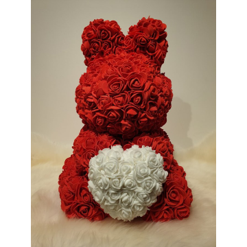 Rose bonnet approx. 32-35cm red with heart