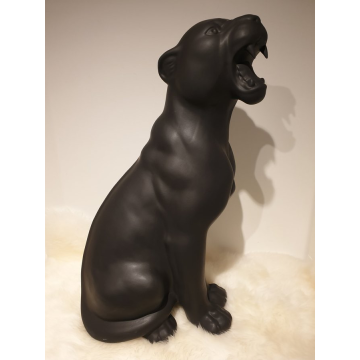 Panther sitzend schwarz matt 62cm
