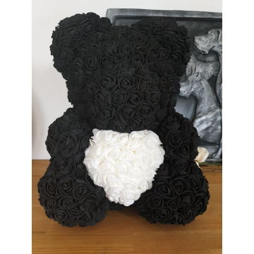 Rose bear approx. 40 cm black white heart and tulle