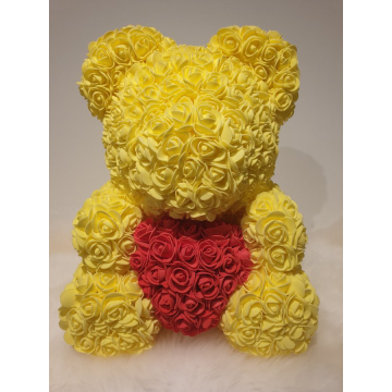 Rose bear approx. 40 cm yellow, red heart