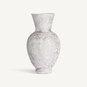 Vase en verre, 17x26cm, structure en pierre