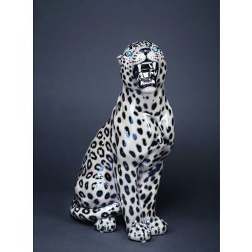 Snow leopard 62cm sitting, luxury line, Swarovski eyes