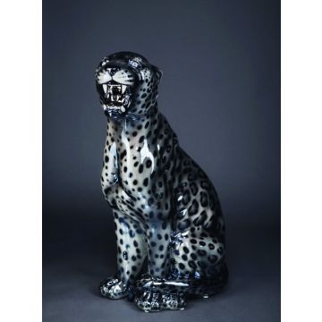 Schneeleopard 62cm sitzend, Luxurylinie, Swarovski Augen