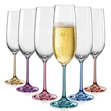 Prosecco glasses "Spectrum", Bohemian crystal, 6 pieces, 190 ml