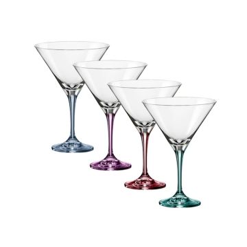 Cocktail glasses, martini glasses, "Spectrum", Bohemian crystal, set of 4, 290ml