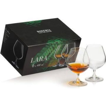 Brandy glasses, cognac glasses, "Lara", Bohemian crystal, set of 6, 400ml