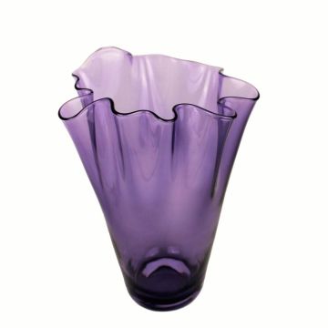 Glass vase, tulip vase 30x21cm, flower vase, handmade purple