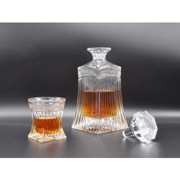"Imperial" whisky set 7-piece, Bohemian crystal, 1x decanter + 6x glasses