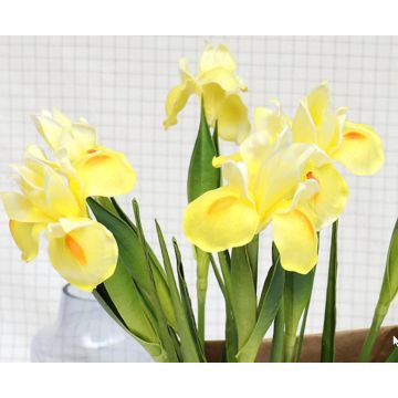 Fleur artificielle Iris/Iris jaune, 58cm comme une vraie