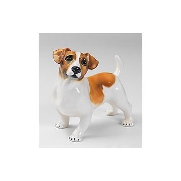 Figurine en porcelaine de Jack Russell debout 18cm x 19cm blanc-orange - bientôt de nouveau disponible