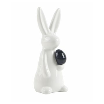 Easter bunny with black egg, 21cm ceramic figurine