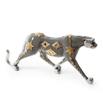 Decoration panther figure anthracite/gold/silver, 35x17cm