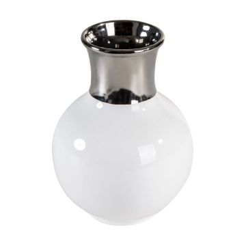 Vase, 21x25cm, flower vase, white/silver