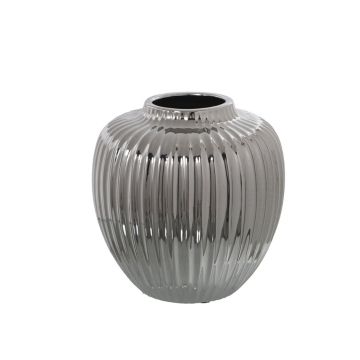 Keramikvase 22cm, silber platiniert