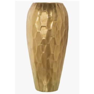 Set of floor vase, metal, 60cm, gold with rust finish + 15 white roses (6chf each)